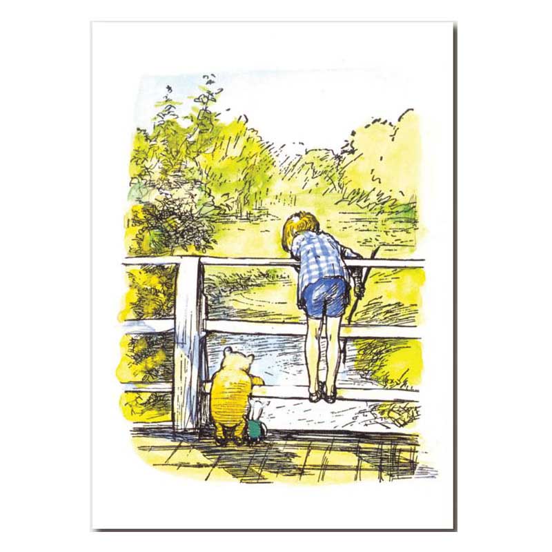 Blue Island Press Pooh&Christopher Robin On The Bridge Card