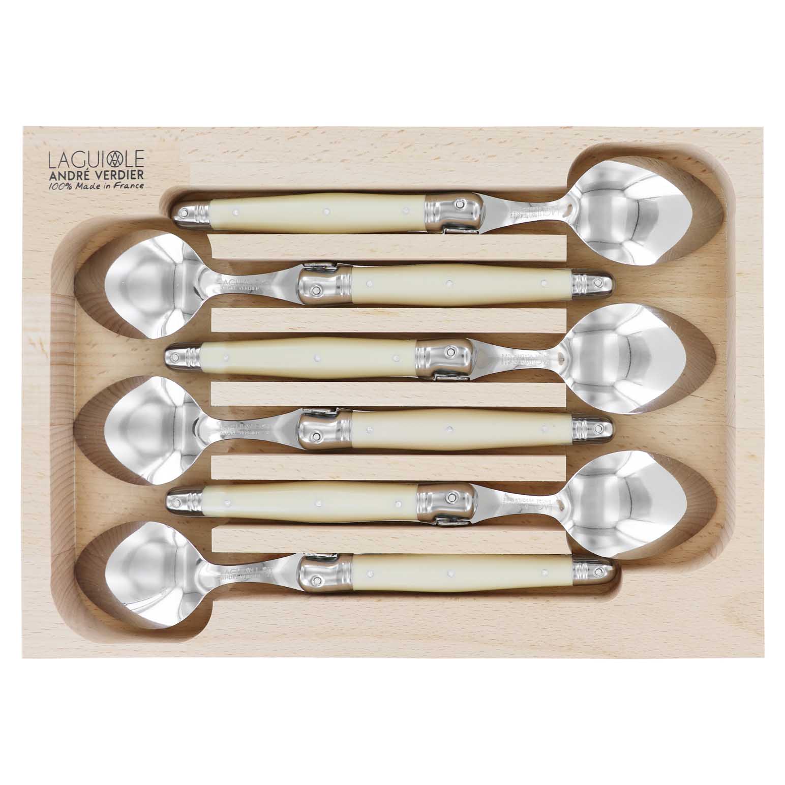 Andr&eacute; Verdier Laguiole Dinner Spoon 6 Piece Set - Ivory