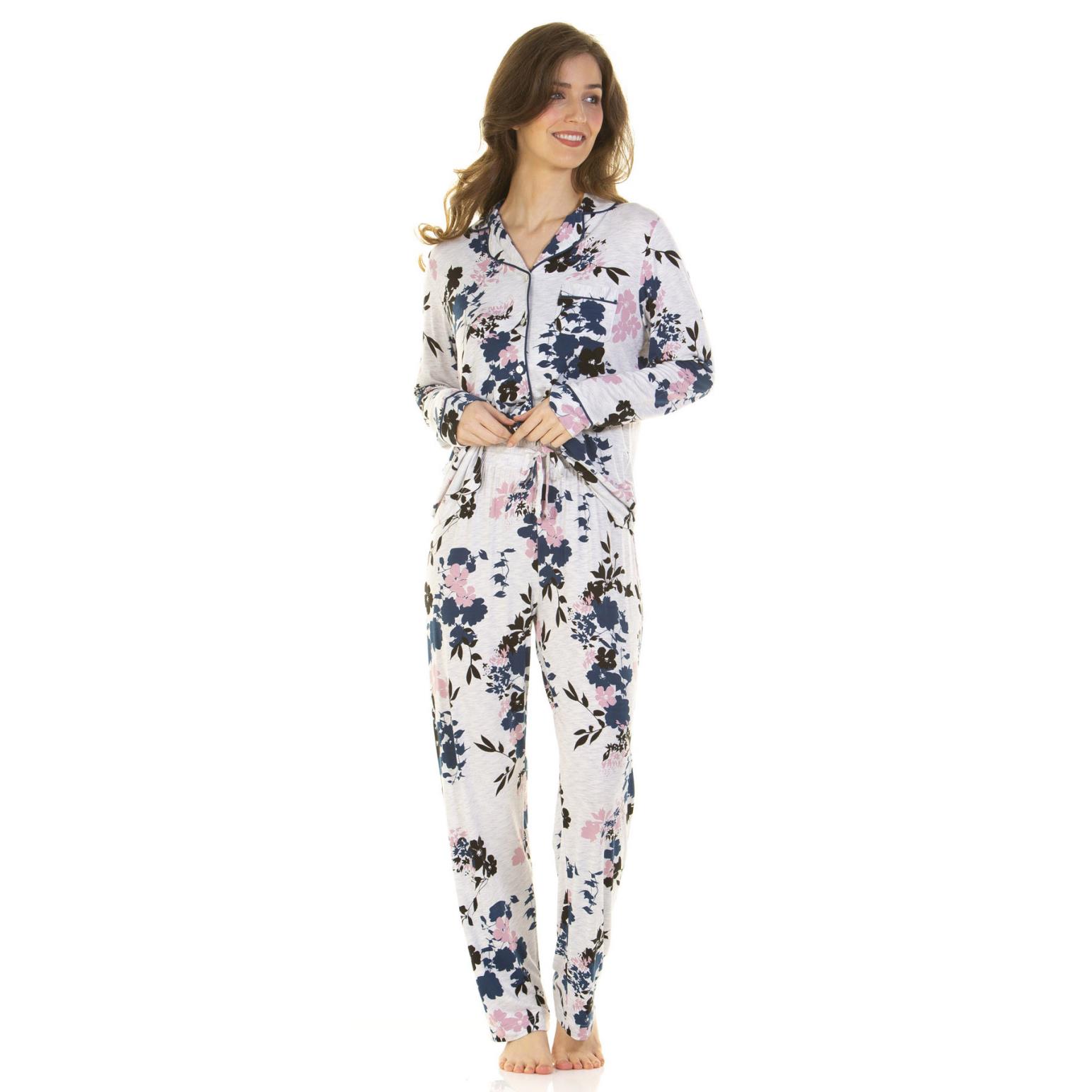 La Marquise Bamboo Lace Long Sleeve Button Thru Pyjamas