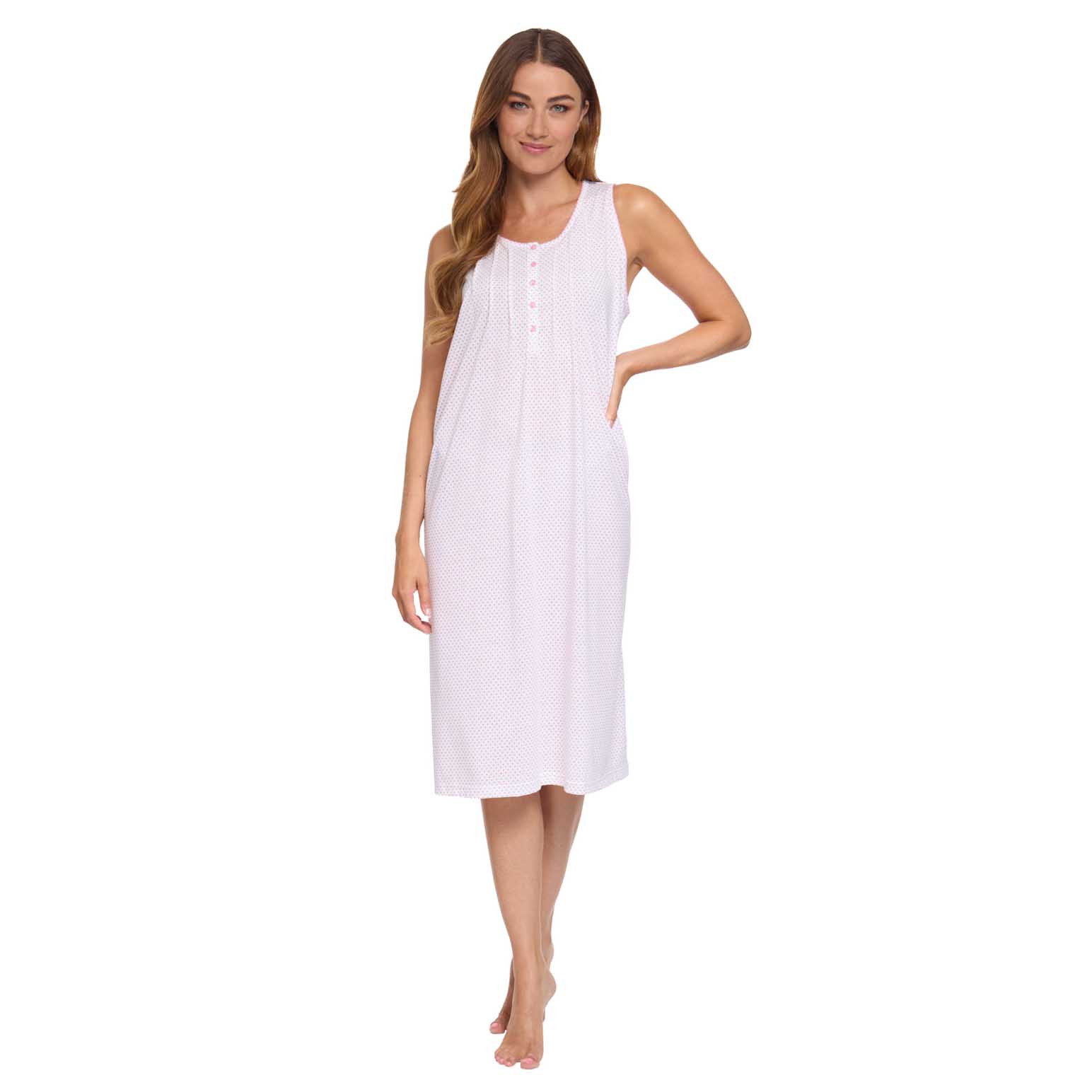 La Marquise Vertical Dots Cotton Rich Jersey Classic Dotted Nightdress