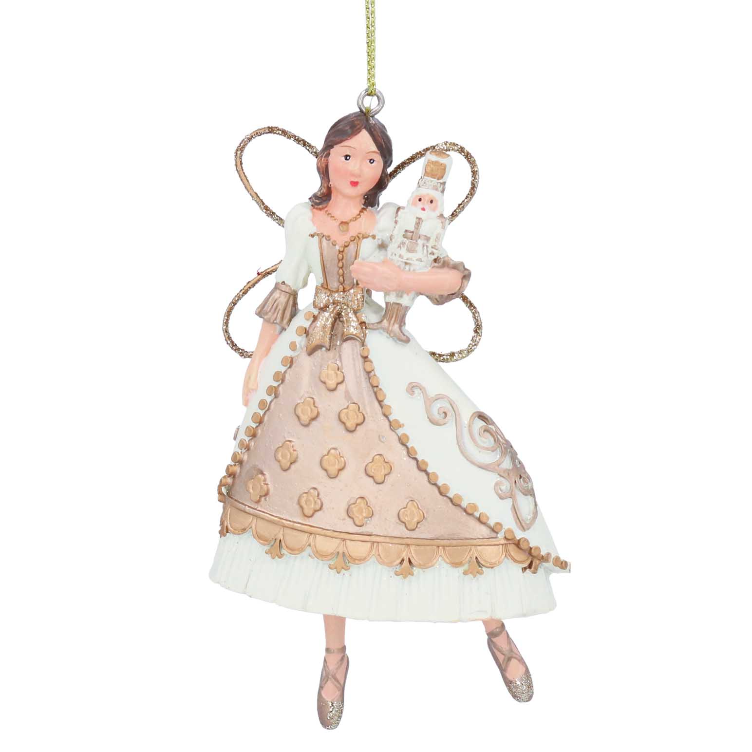 Gisela Graham Cream & Gold Resin Nutcracker Fairy Dec