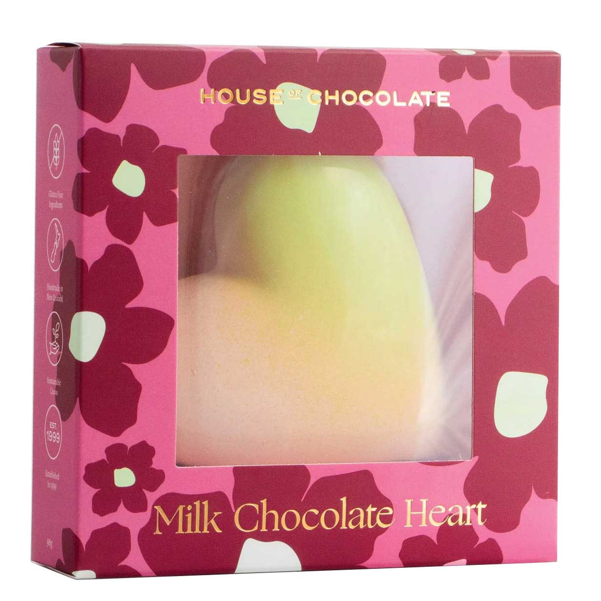 House of Chocolate Pistachio Praline & Cherry Jam Milk Chocolate Heart