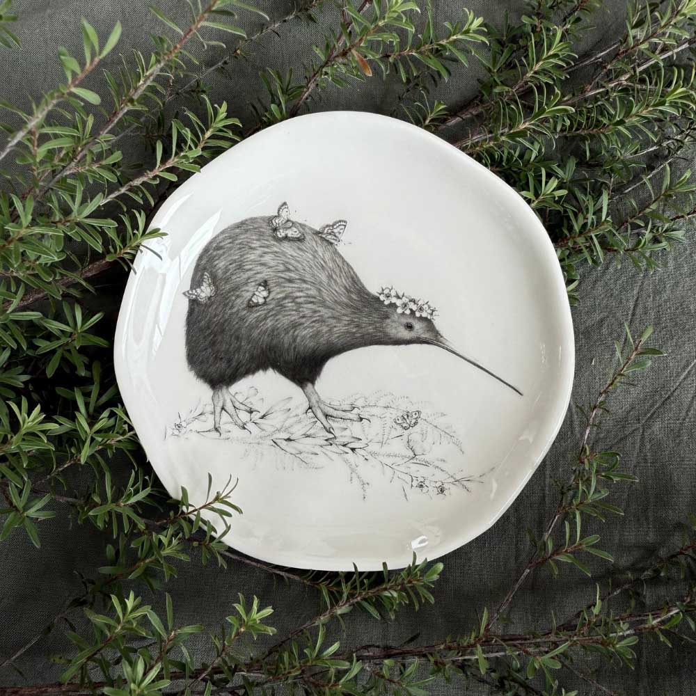 Katy Hayward Trinket Dish - Walking With Aroha - Brown Kiwi