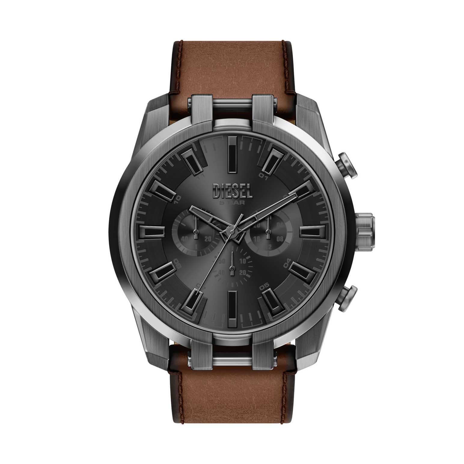 Diesel Split Chronograph Brown Leather Watch