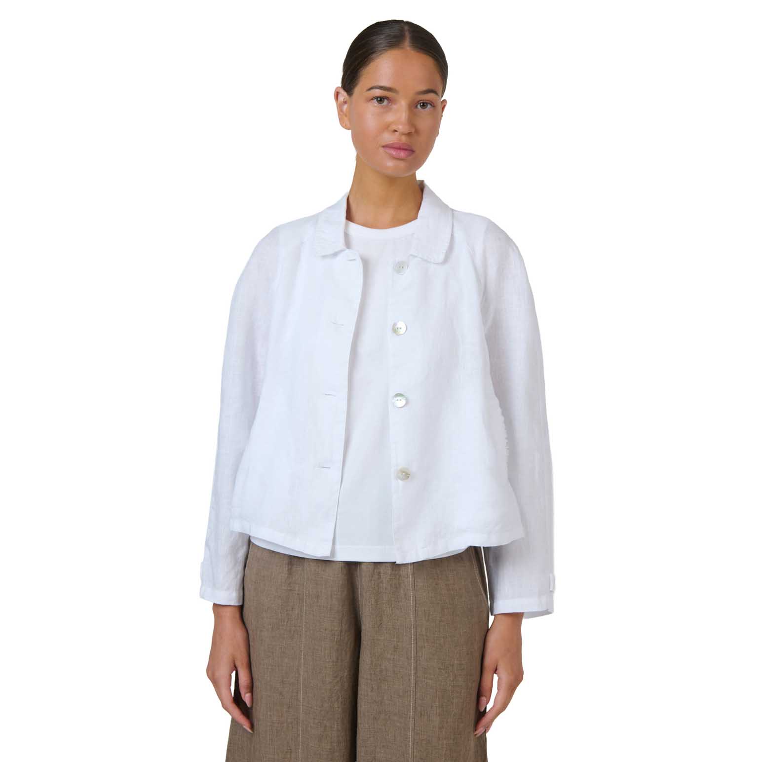 Naturals By O & J White Linen Jacket