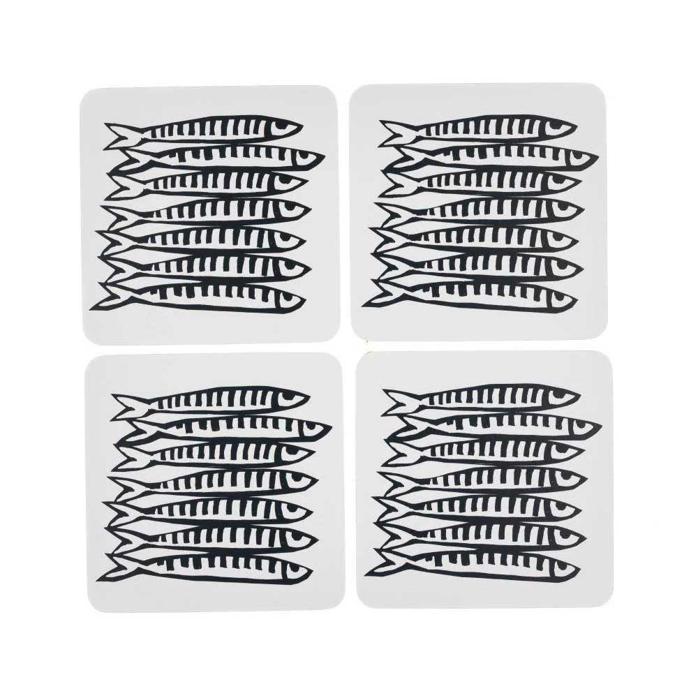 Shoeless Joe Sardine Indigo Cork Backed Coasters 4Pc