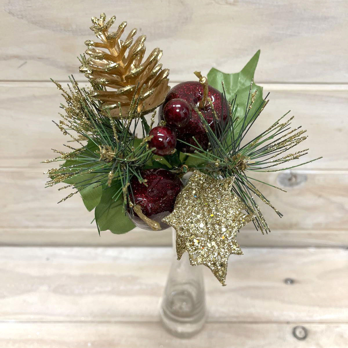 Christmas Glitter Pick with Apple, Pear & Cone