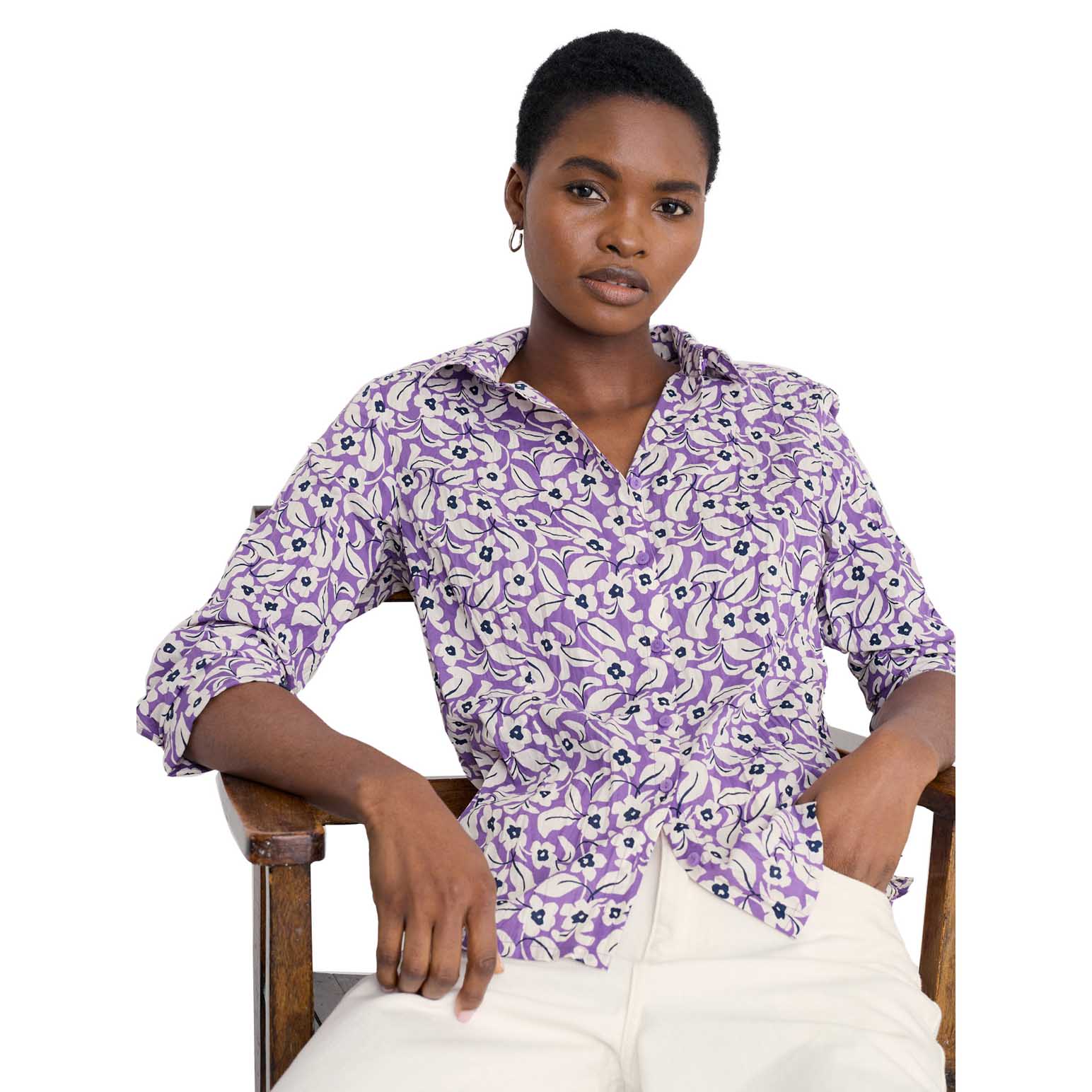 Seasalt Cornwall Larissa Shirt Winsome Floral Pansy