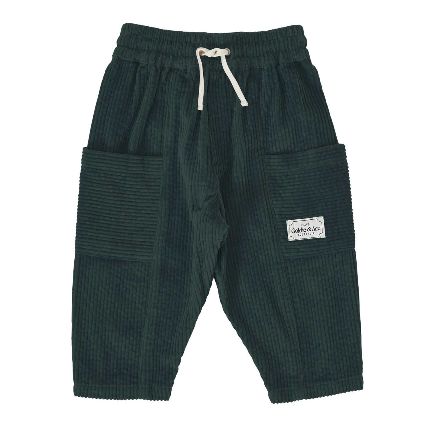 Goldie + Ace Kit Corduroy Pocket Pant Moss 1-2Y