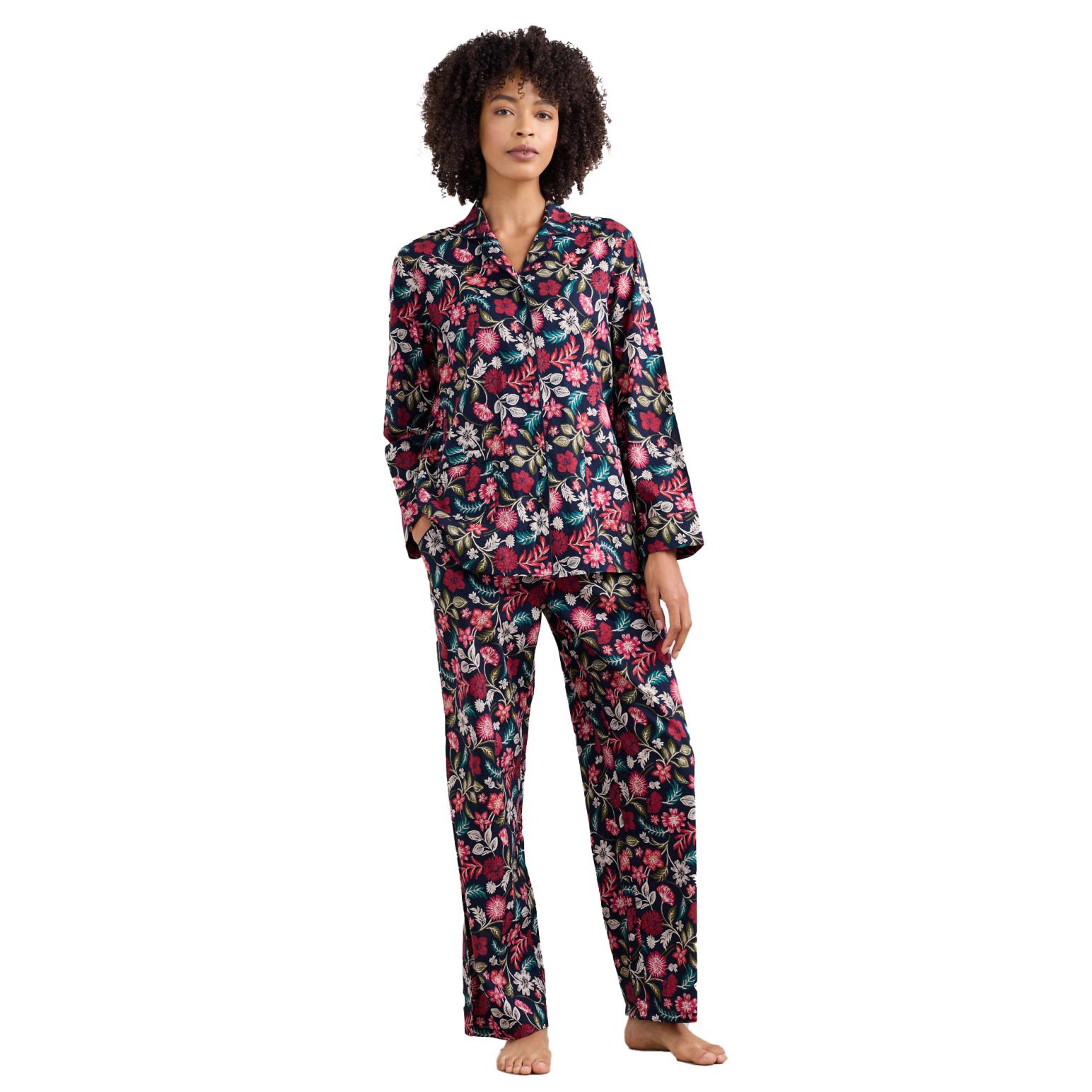 Seasalt Cornwall View Point Pyjamas Woodblock Bloom Dahlia