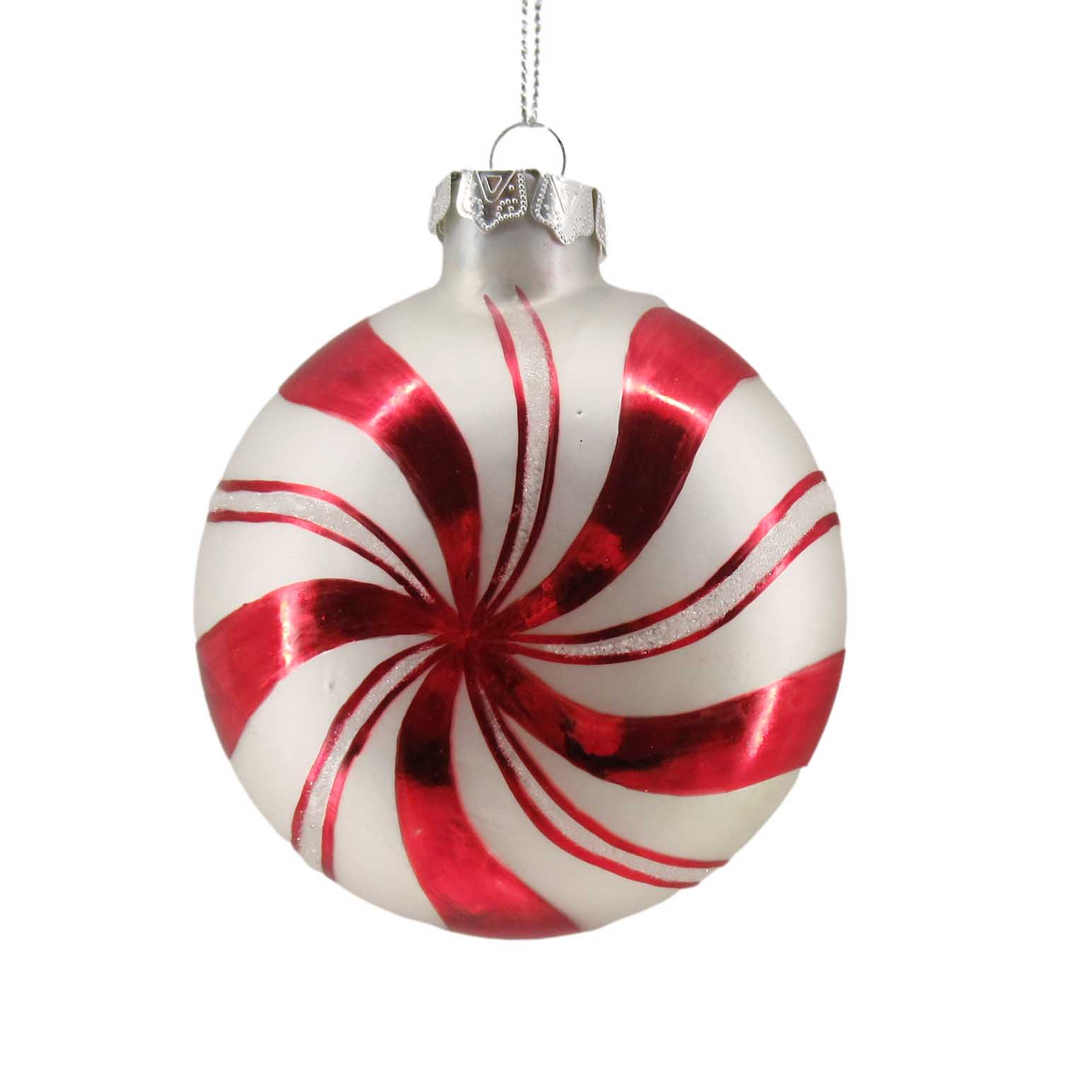 Glass Ball Red & White Candy Stripe