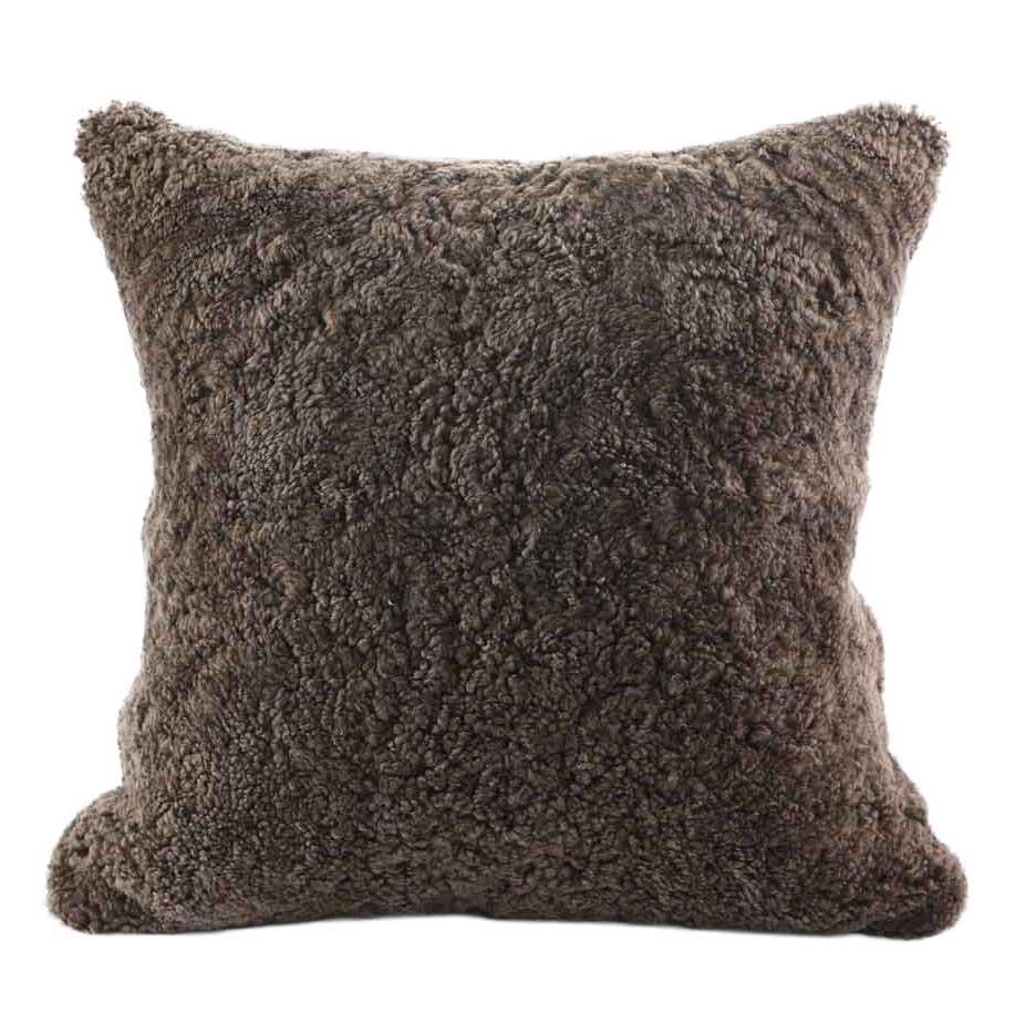 MM Linen Short Wool Sheepskin Cushion 50x50 - Mushroom