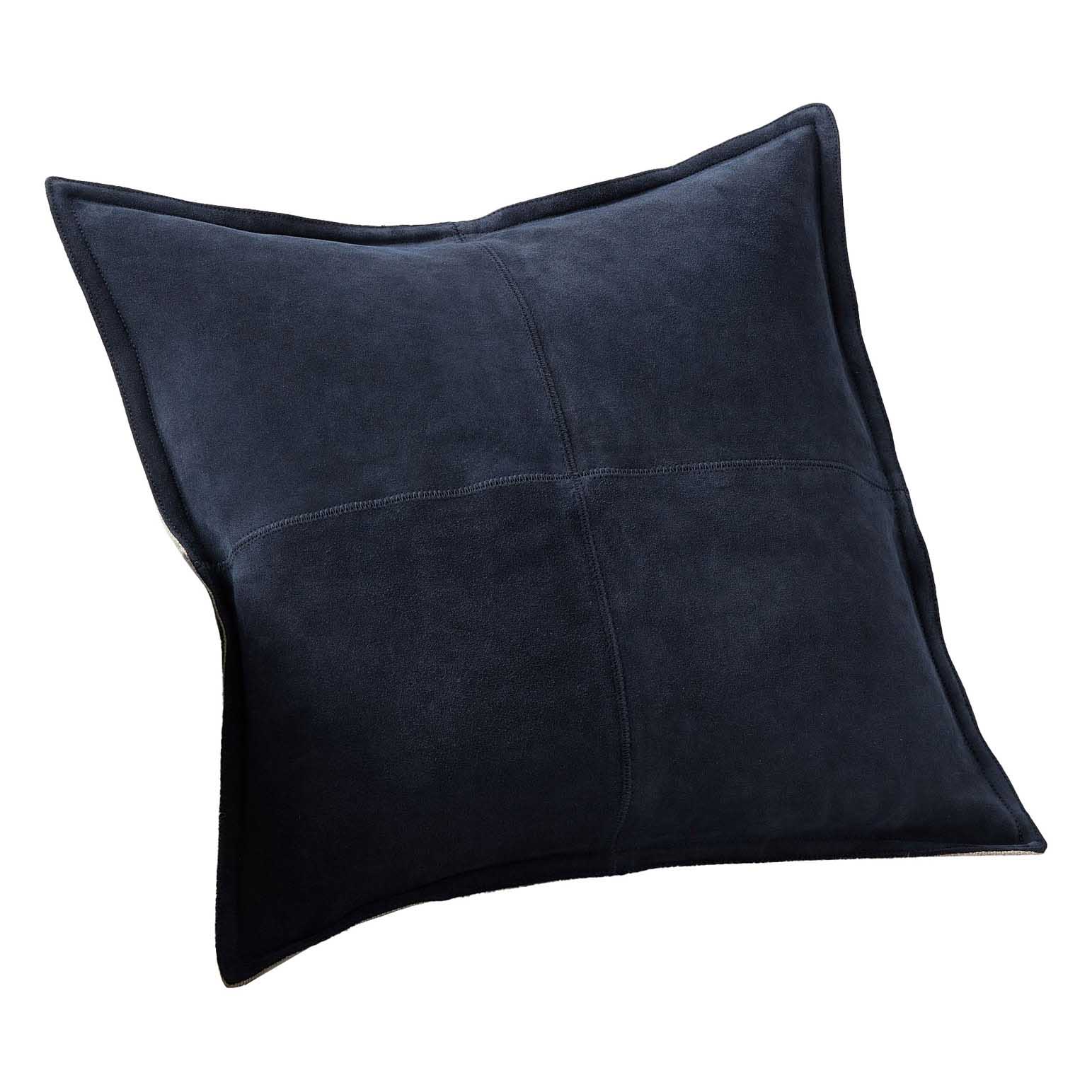 Pottery Barn Pieced Suede Cushion Cover 50cm Navy