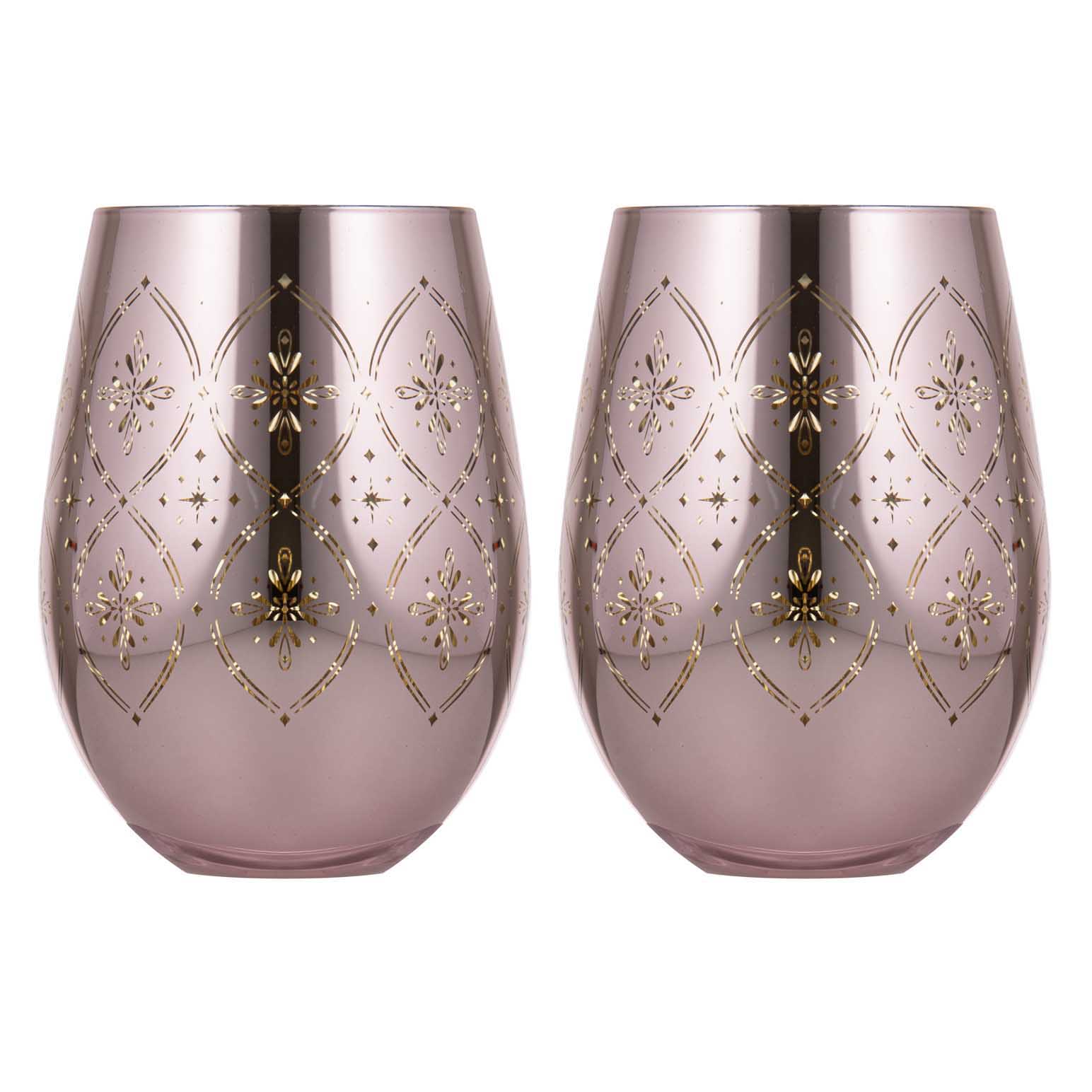 Tempa Chantelle Blush 2pk Stemless Glass