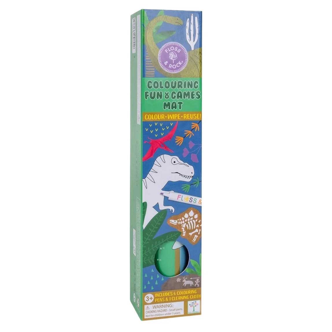 Floss & Rock Colouring Fun and Games Mat - Dinosaur