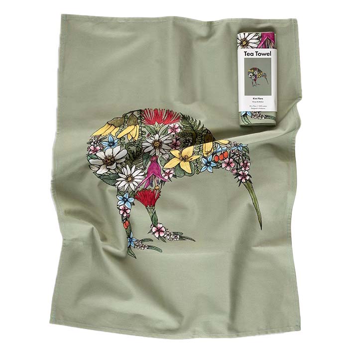 Kiwi Flora Tea Towel