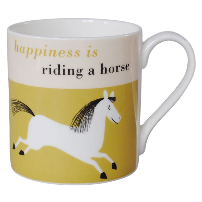 repeat repeat Happiness Horse Bone China Mug Olive