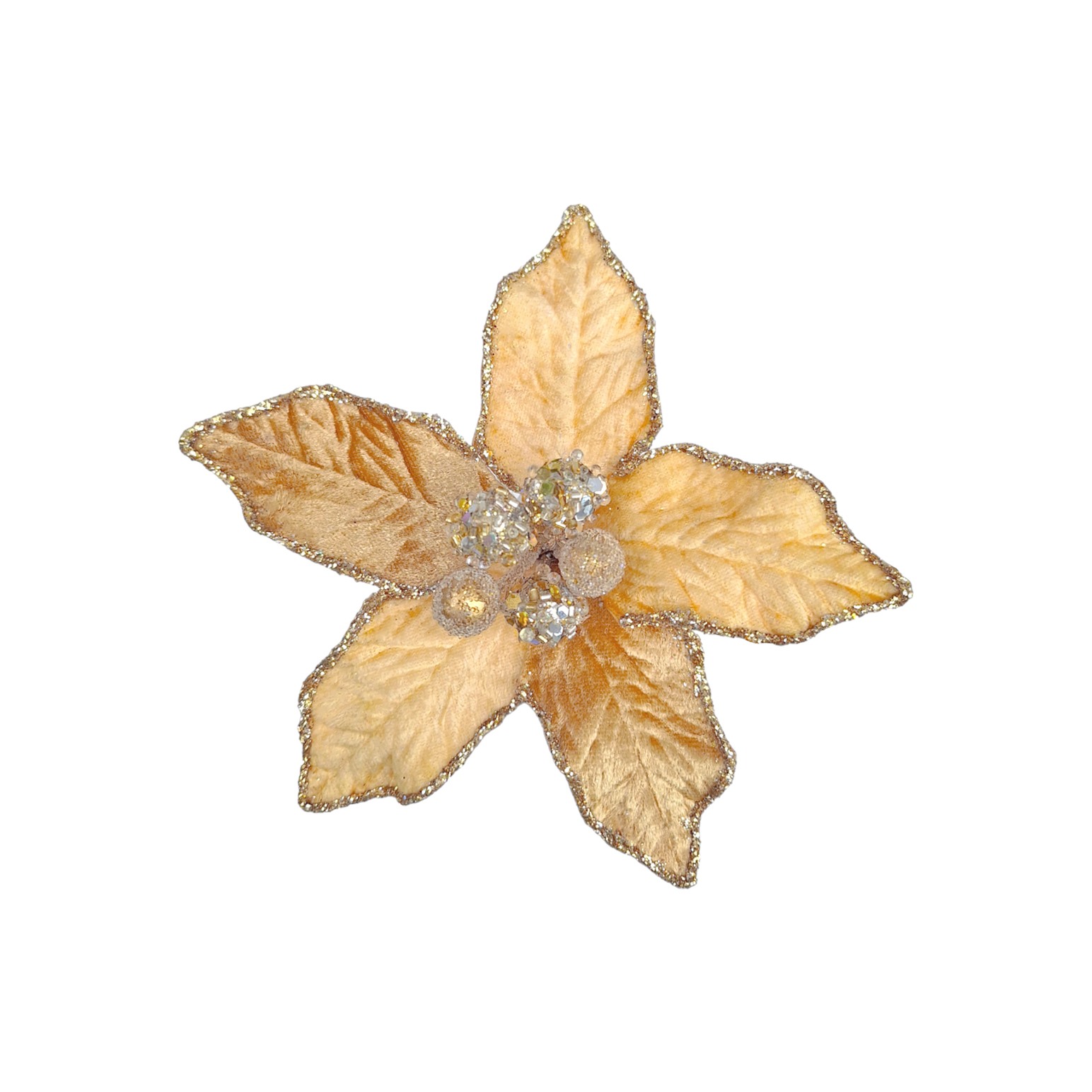 Small Jewelled Poinsettia Gold 15cm