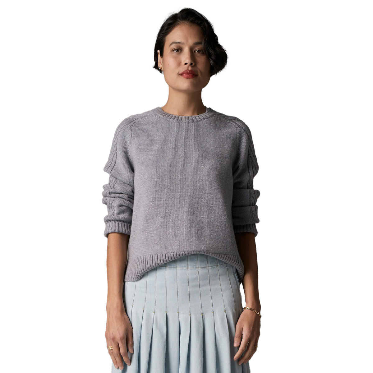 POL Bennet Lurex Cable Knit Jumper