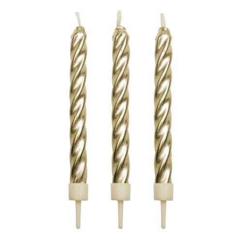 Wilton Twist Candles With Holders 10 Pack - Gold