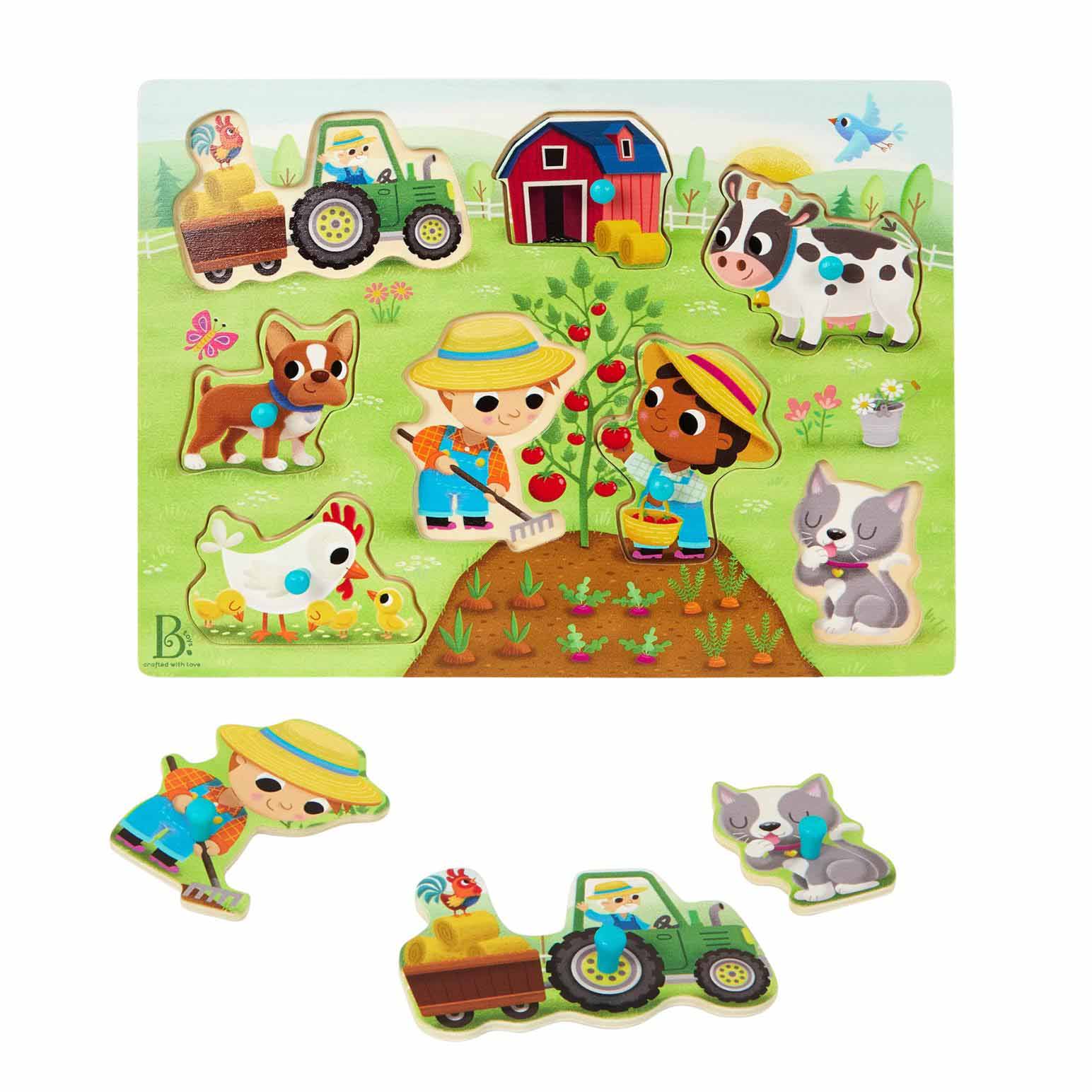 B.Toys Wooden Puzzle - Farmer & Farm Animal