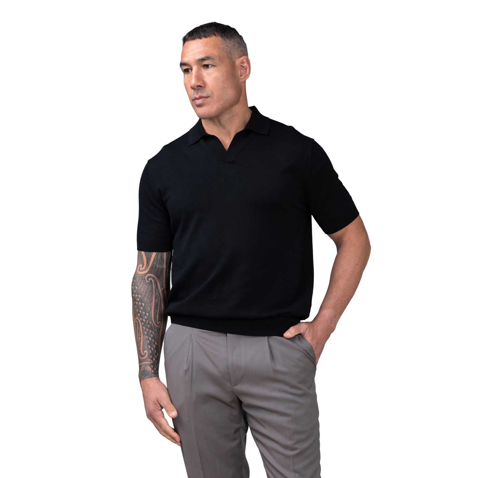 Rembrandt Amalfi Black Knitted Polo
