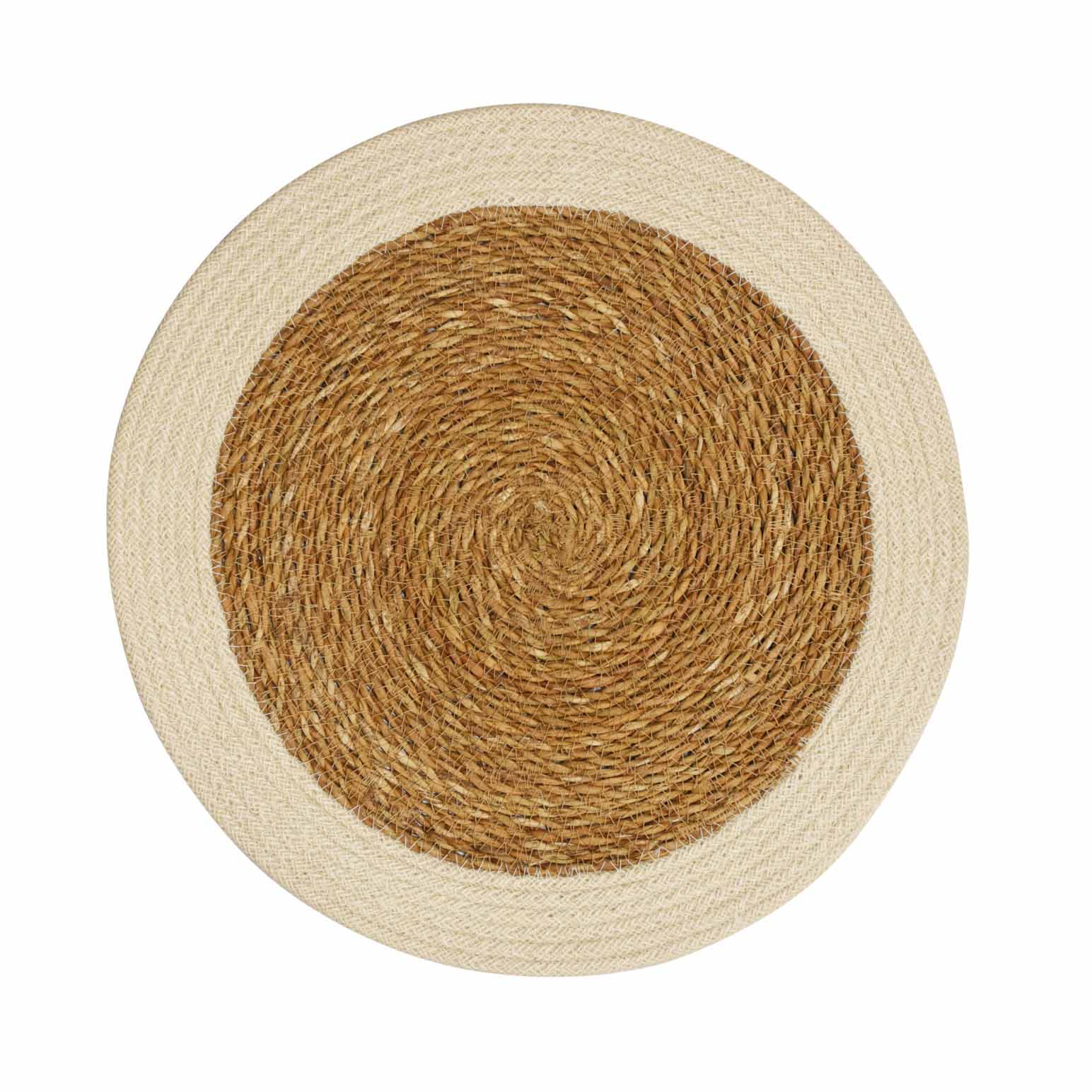 Maytime Round Placemat Natural with Thick White Edge
