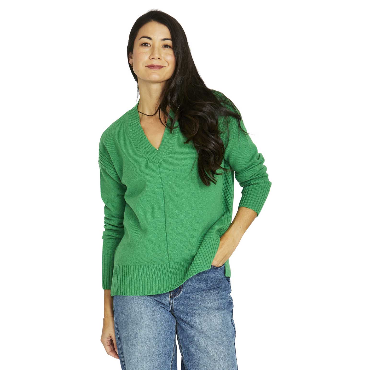 Jump Detail V-Neck Pullover