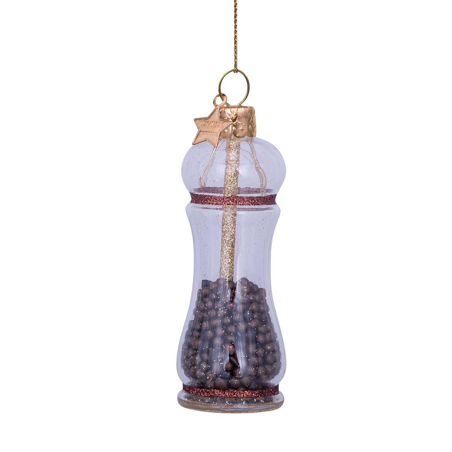 Vondels Ornament Glass Transparent Brown Pepper 9cm