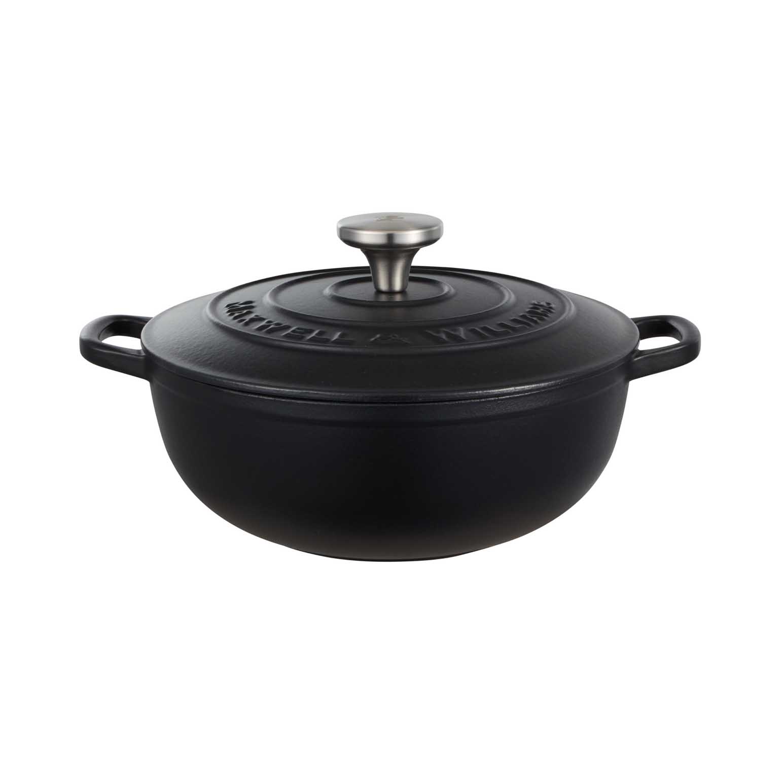 Maxwell & Williams Cast Iron Round Casserole Black 24cm / 3.3L Gift Boxed