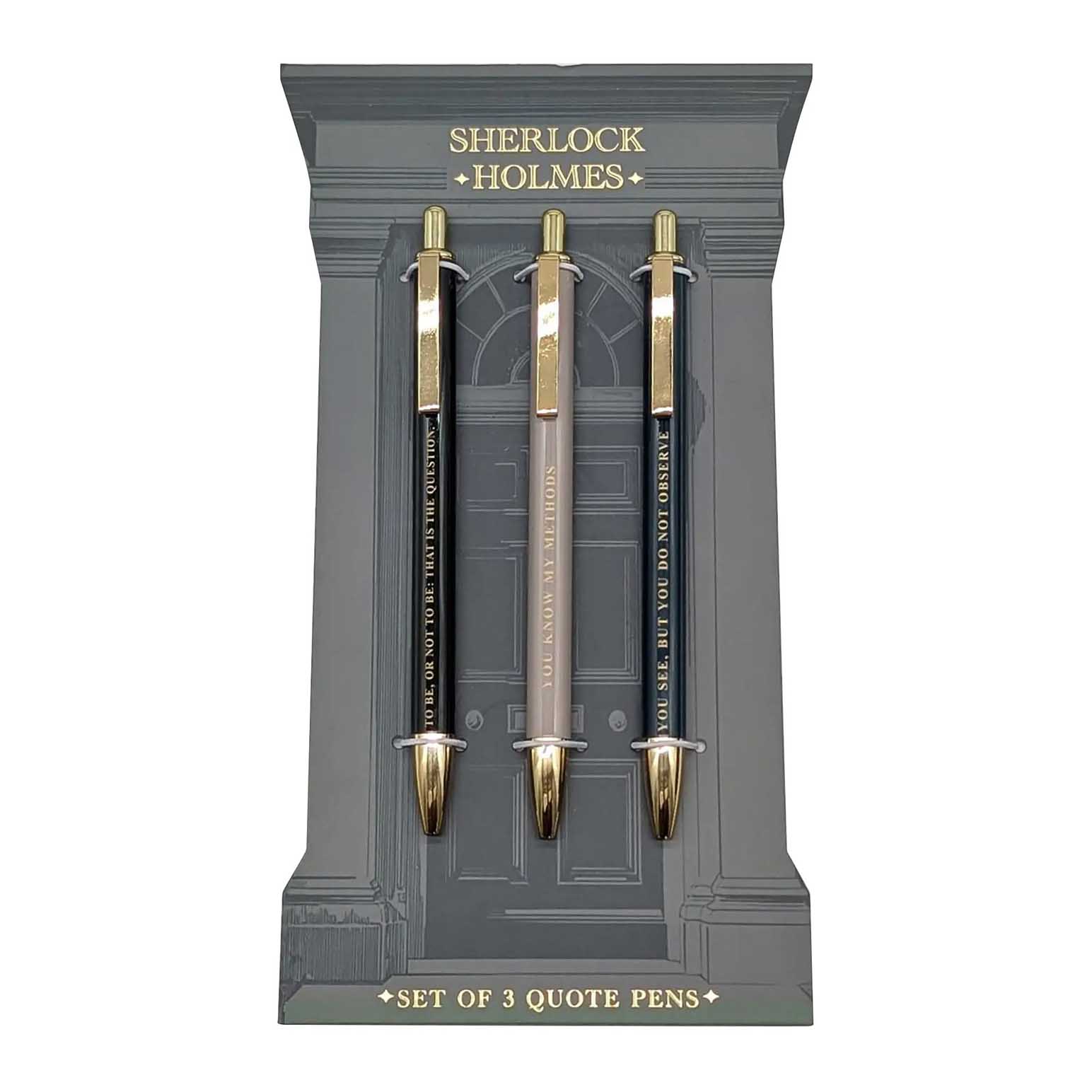 The Reading Room Sherlock Holmes Set of 3 Metal Pens