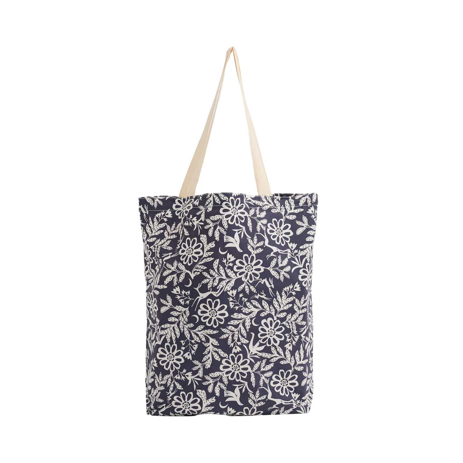 Seasalt Cornwall Foldaway Canvas Shopper Evening Woodland Fern
