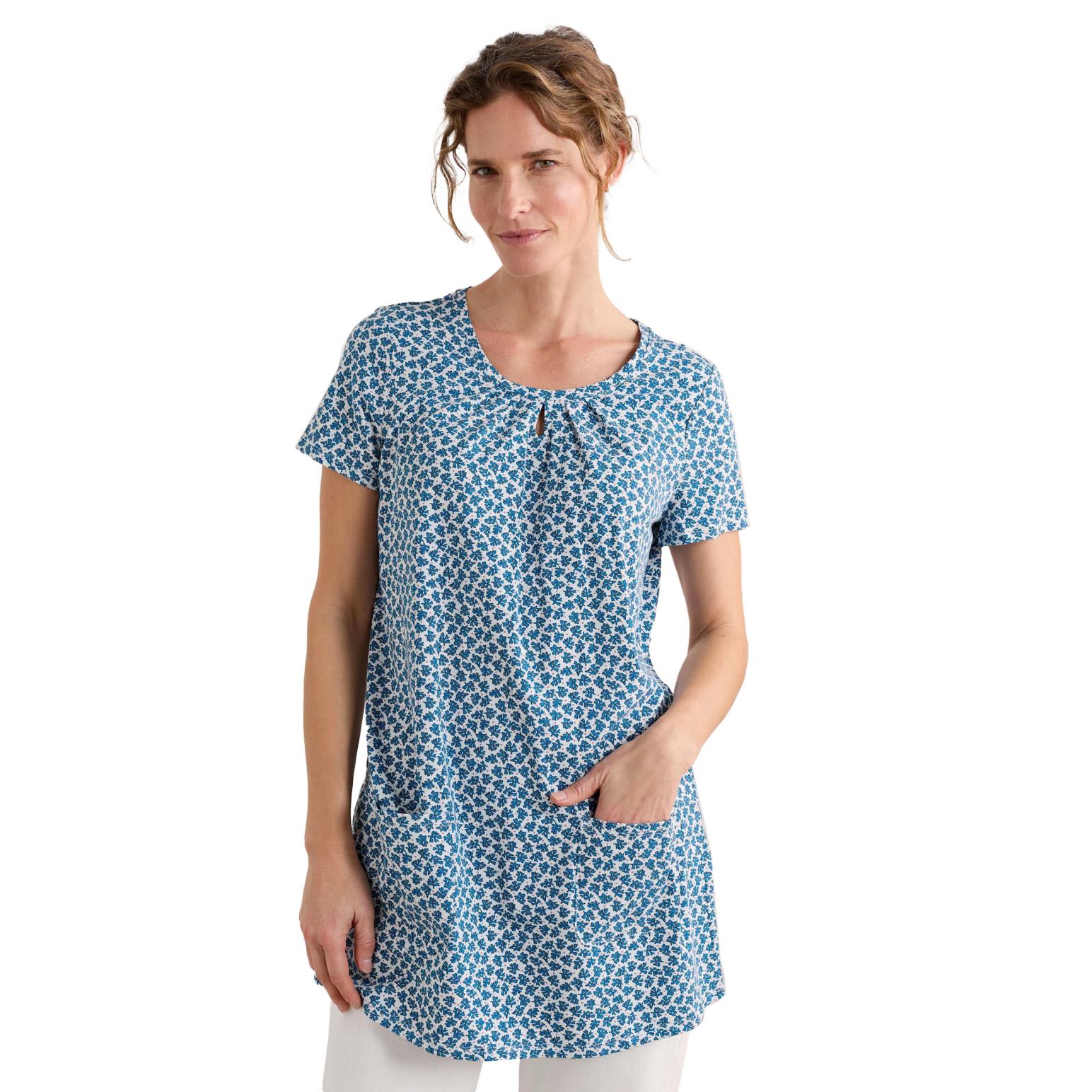 Seasalt Cornwall S/S Star Dance Tunic Seaweed Frond Chalk