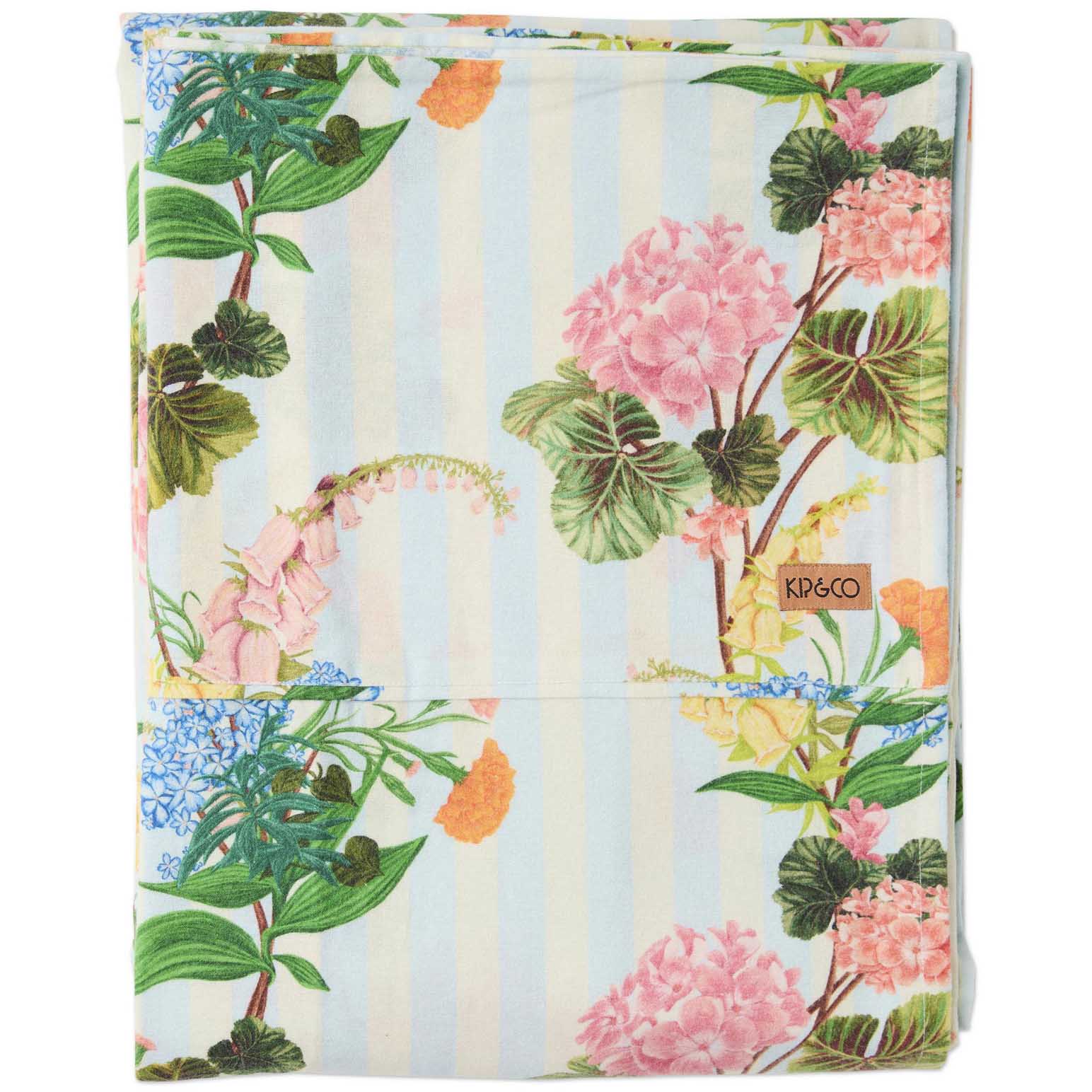 Kip&Co Bouquet Beauty Stripe Flannelette Flat Sheet