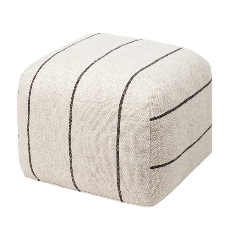 Broste Pouf Sigrid - Light Beige/Black