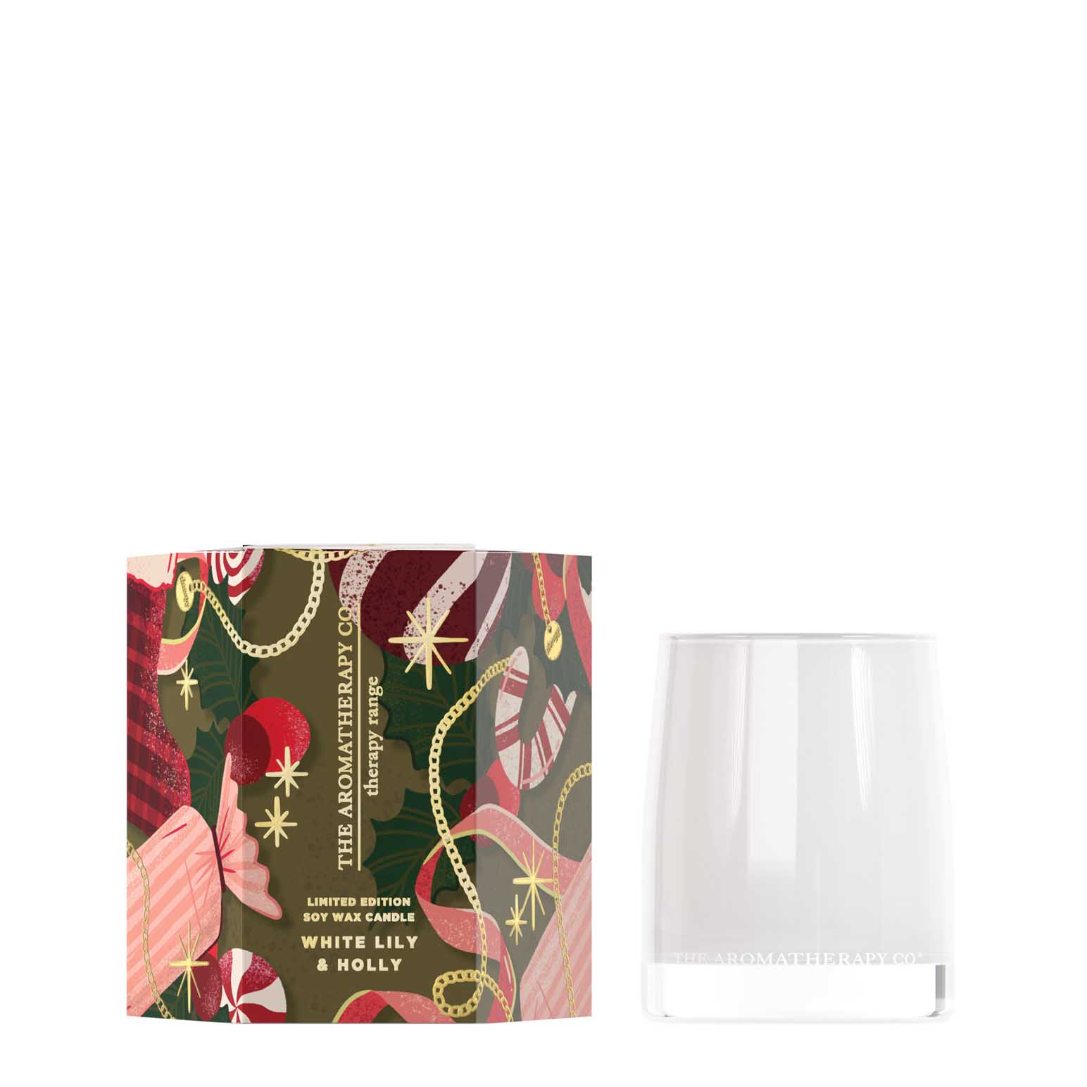 Therapy White Lily & Holly Festive Candle 80g