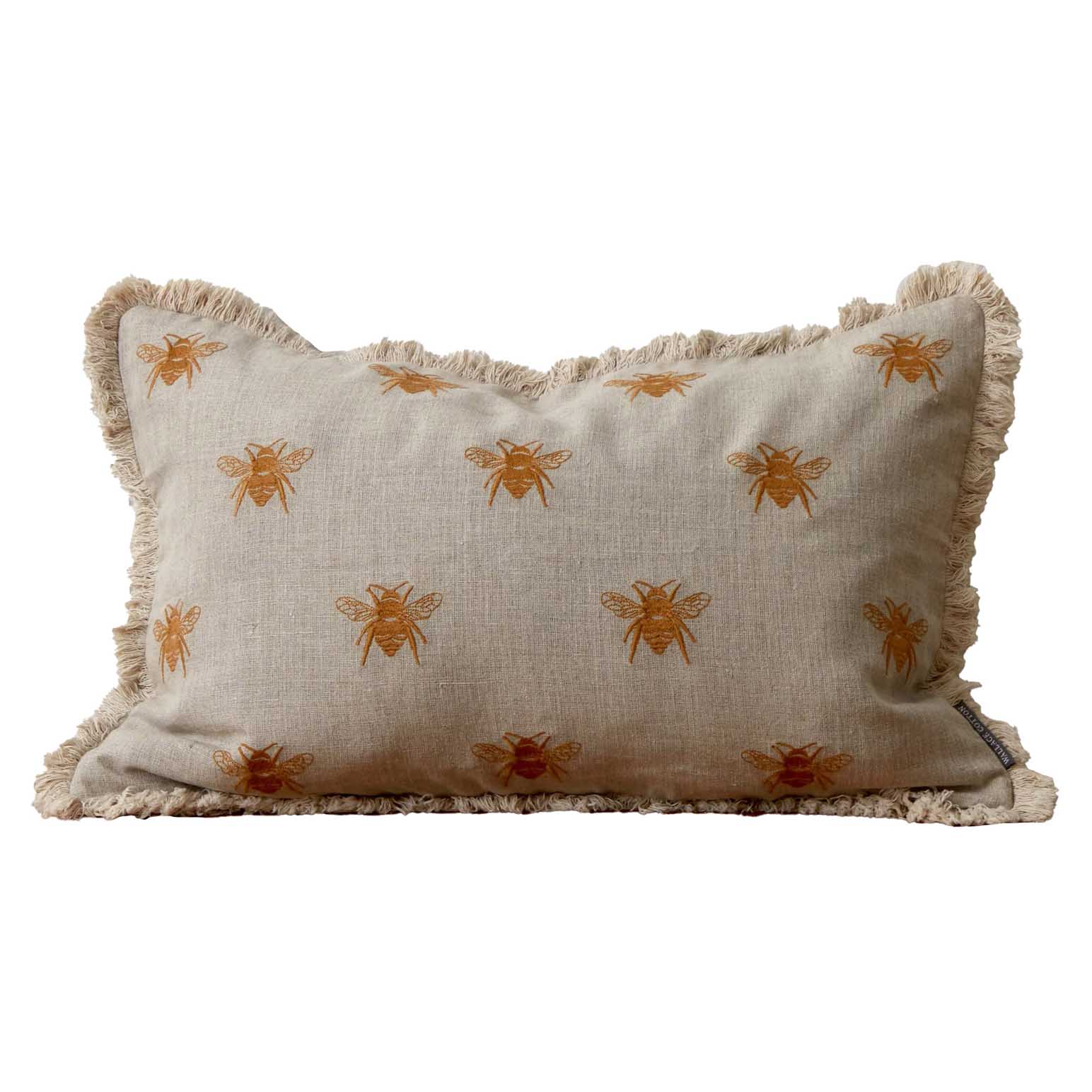 Wallace Cotton Bee Swarm Embroidered Rectangle Cushion Cover