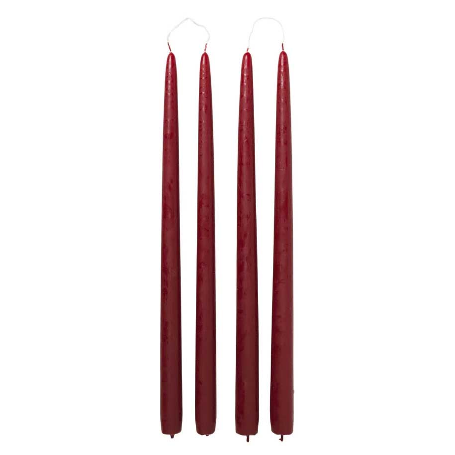 Broste Candle Taper Set Of 4 H380 - Burgundy