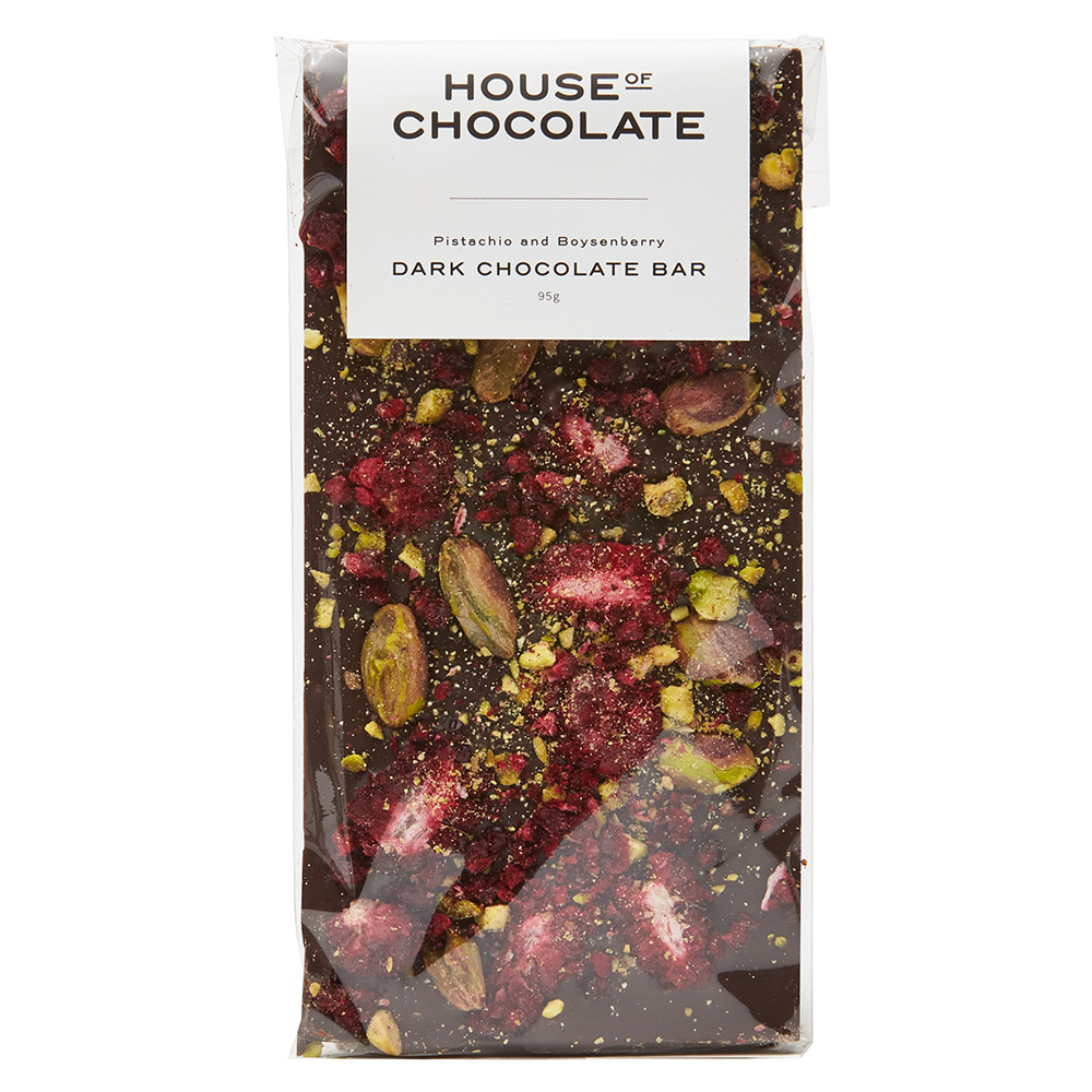 House of Chocolate Pistachio & Boysenberry Chocolate Bar 95g