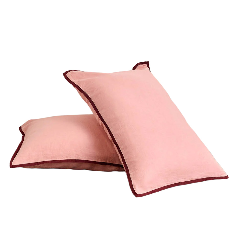 HOMMEY. Linen Standard Pillowcase Pair - Rhubarb