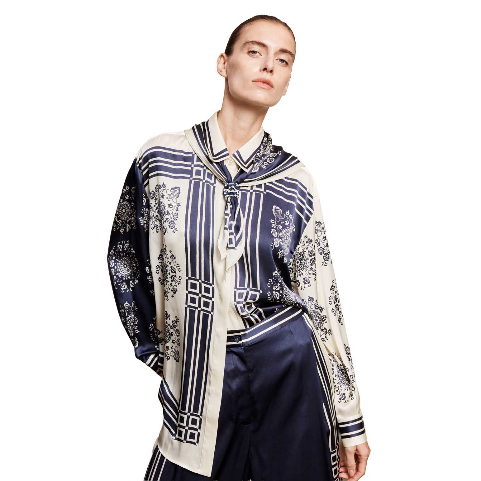 AL&Eacute;MAIS Banderra Scarf Silk Shirt