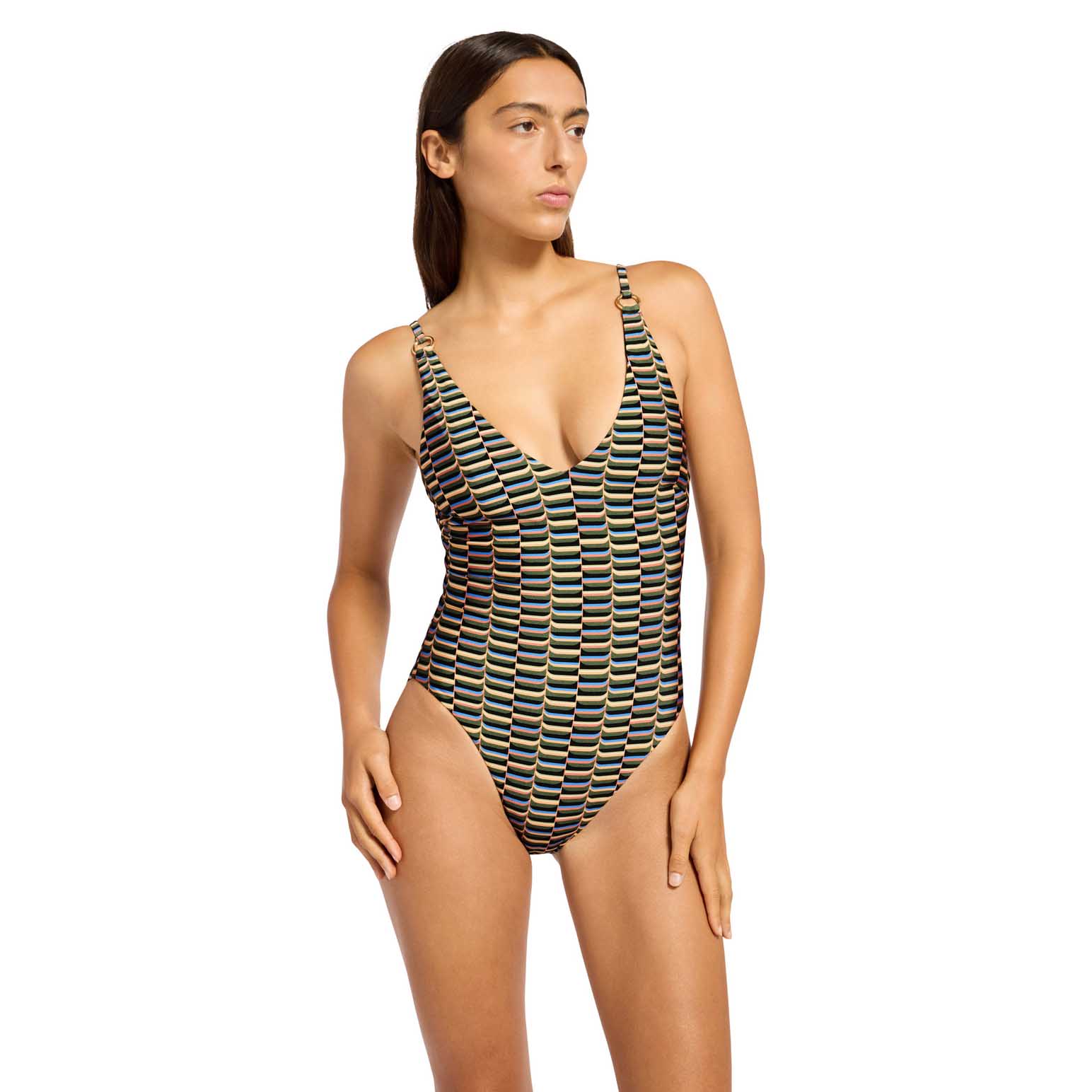 Jets Urban Geo Multifit Plunge Swimsuit
