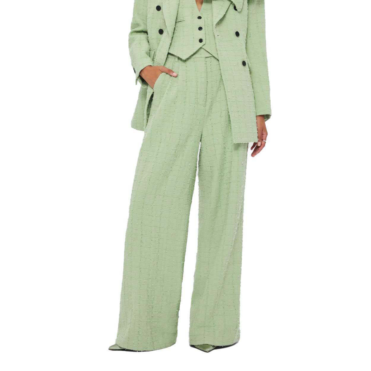 LEO LIN Elisha Tweed Wide Leg Pants