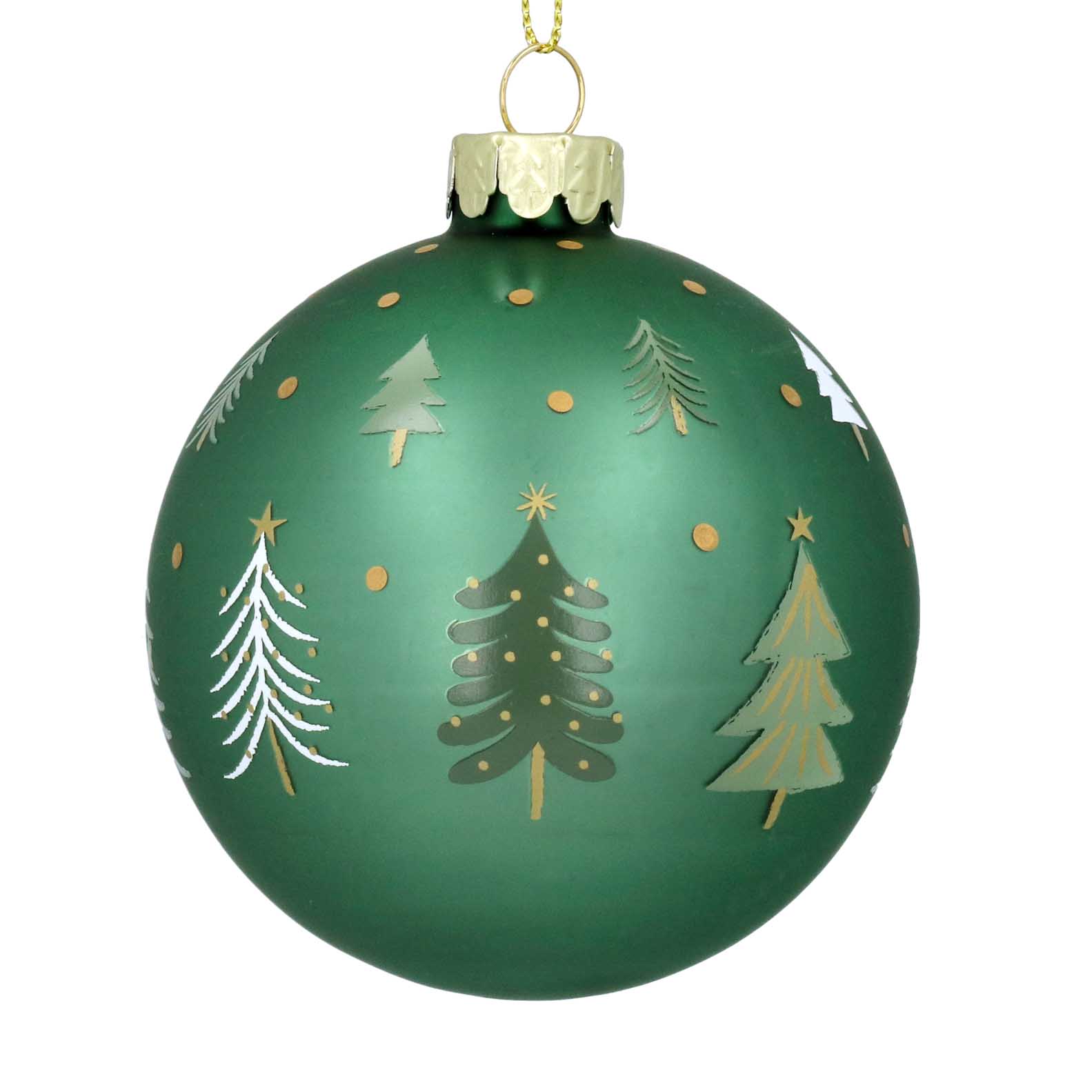 Gisela Graham Matt Green Glass Ball W Trees