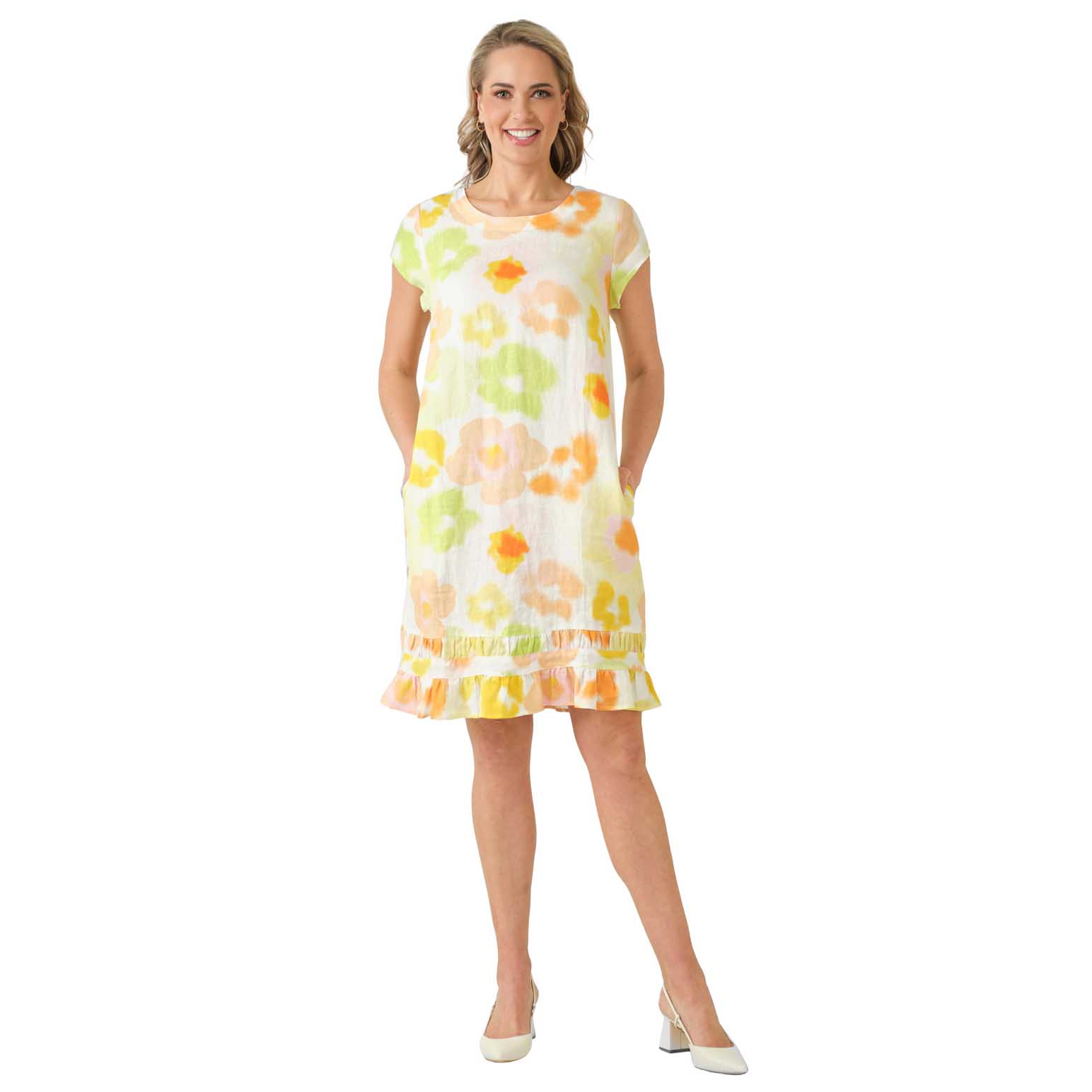 B Essentials Linen Short Sleeve Dress