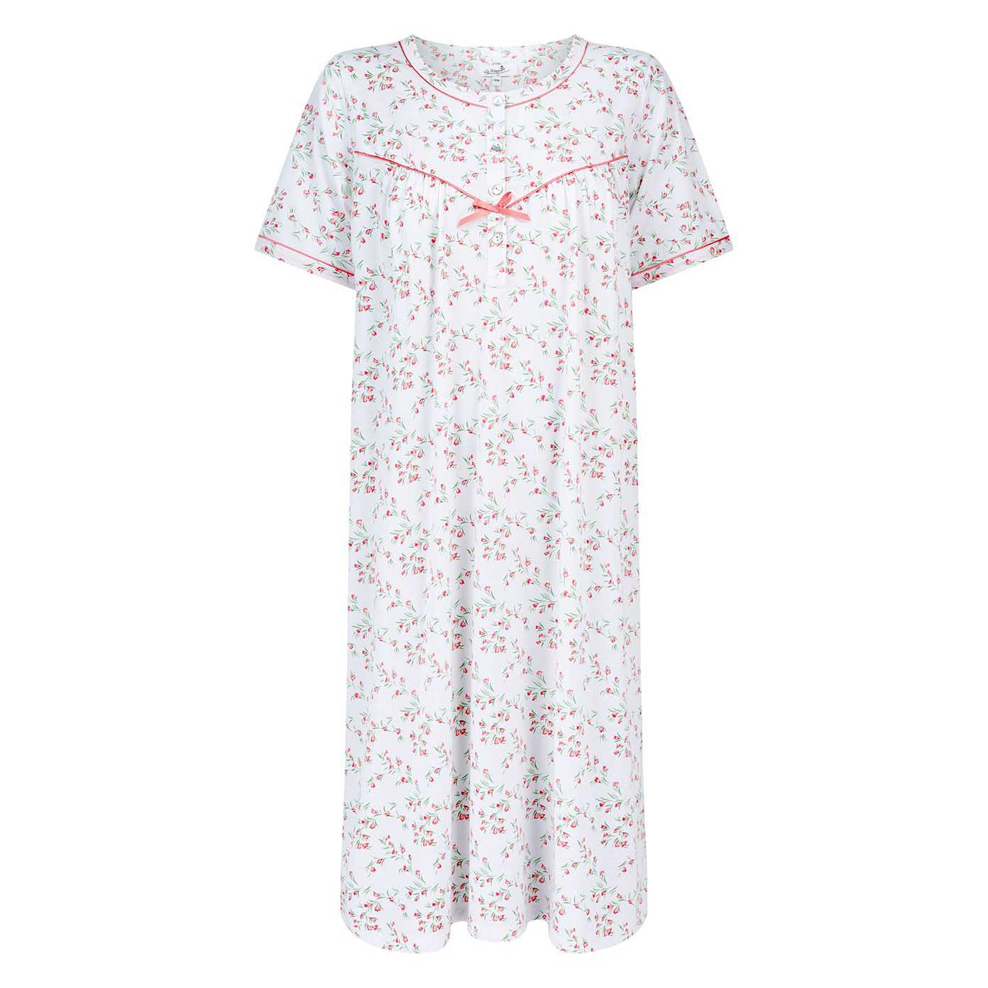 La Marquise Moonlit Tulip Cotton-Rich Jersey Short Sleeve Nightdress