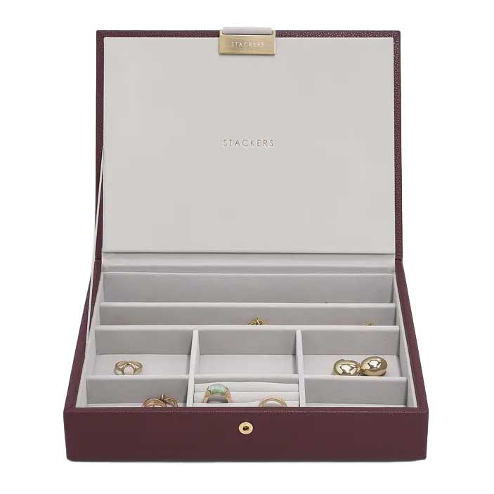Stackers Classic Lidded Jewellery Box - Burgundy