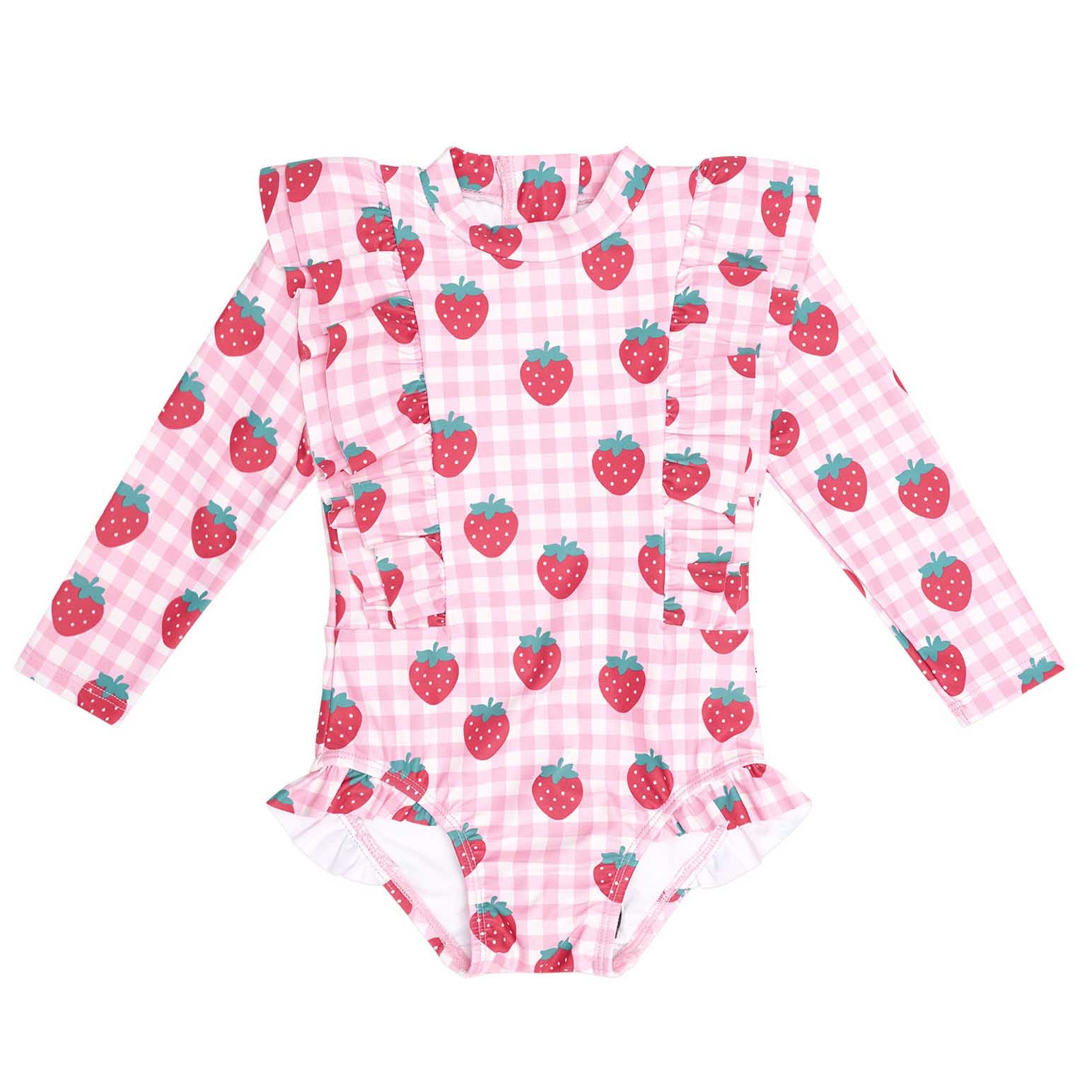 Huxbaby Strawberry Check Frill Swimsuit 3-5Y