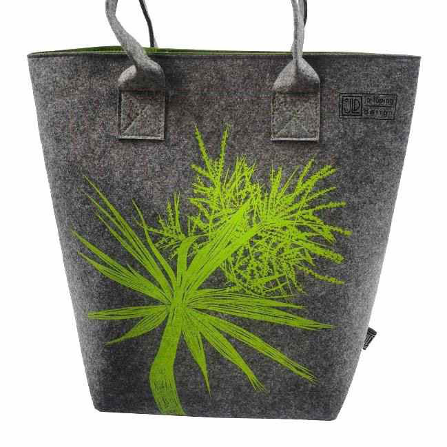 Jo Luping Green Ti Kouka Grey & Green Ecofelt Shoulder Tote Bag
