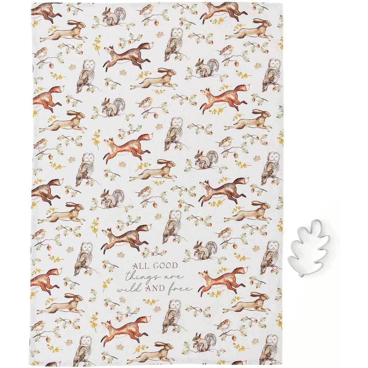 Cooksmart Forest Fable Tea Towel & Cookie Cutter Set